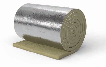 Rouleau de laine de roche avec revêtement aluminium, présenté dans le catalogue ROCKWOOL CVC